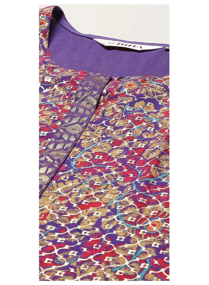 بيبا طقم بدلة كورتا سليم بطبعة فوايل مستقيمة وردية وبنفسجية