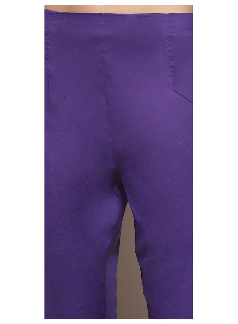 Biba Pink Pur Pink & Purple Voile Straight Printed Kurta Slim Pant Suit Set for Women | Best Price UAE