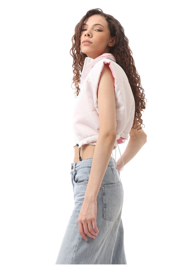 RAVIN - Double Faced Pink & White Fly Zipper Vest - Image 1