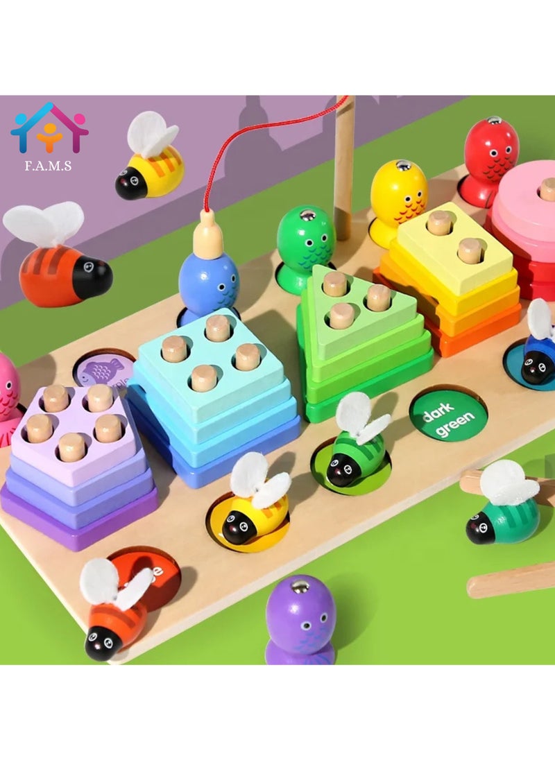 F.A.M.S 3 in 1 Cartoon Animal Wooden Puzzle Jigsaw Game Toys Shape Pairing Early Education Learn Puzzle Develop Kids Hand-eye Coordination  - Image 2