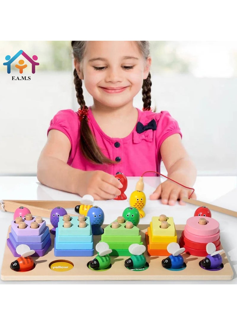 F.A.M.S 3 in 1 Cartoon Animal Wooden Puzzle Jigsaw Game Toys Shape Pairing Early Education Learn Puzzle Develop Kids Hand-eye Coordination  - Image 4