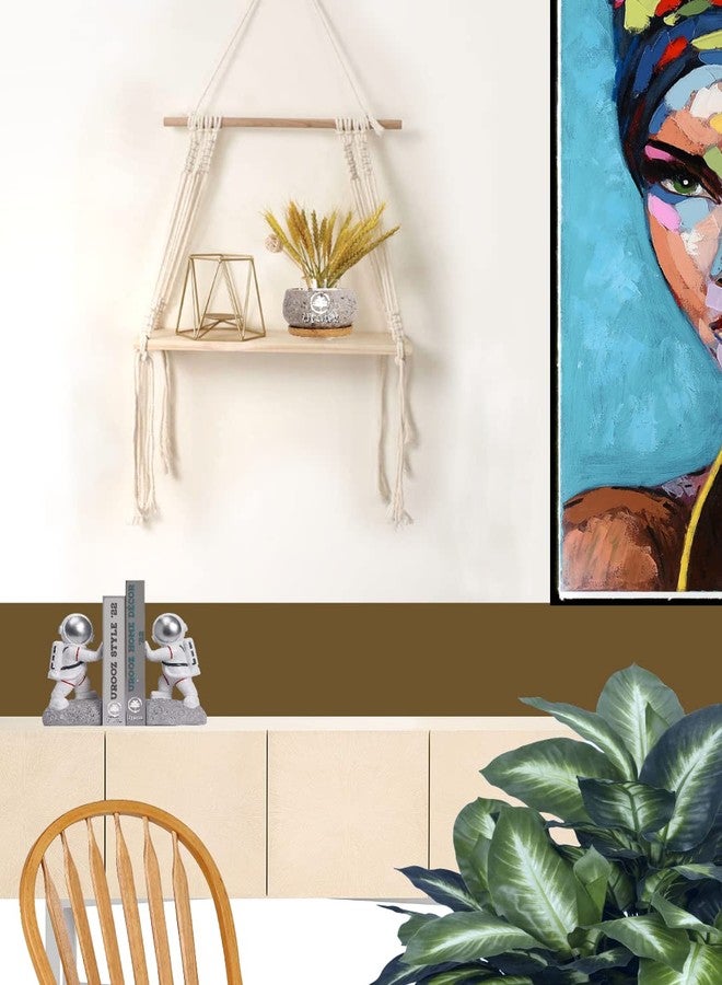 Urooz Macram Wooden Wall Hanging Shelf 992 Modern Chic Woven Macrame Tapestries, Wall Art Home Decor for Apartment, Dorm, Bedroom, Living Room, Nursery, Party Decorations - Image 2