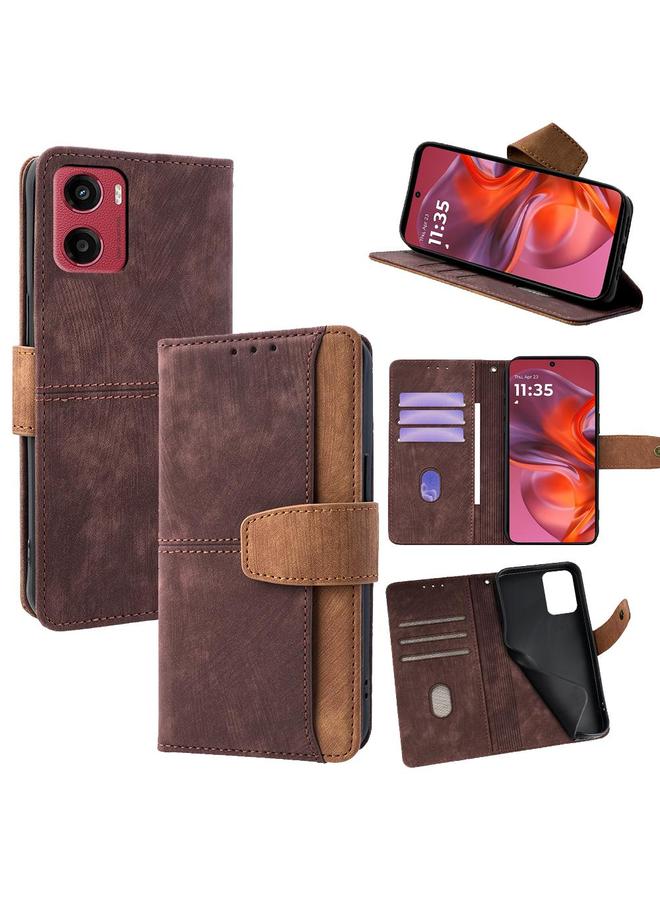 اس-توب جراب لهاتف Motorola Moto G05 مصنوع من الجلد الملون مع خياطة ملمس الجلد وحجب RFID - Image 1