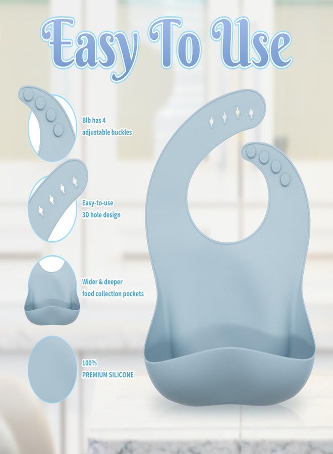 CHCC Silicone Baby Feeding Set 10 Pcs, Baby Led Weaning Supplies, Baby Feeding Supplies Set BPA Free, Baby Essentials for Newborn Gift Blue - Image 4