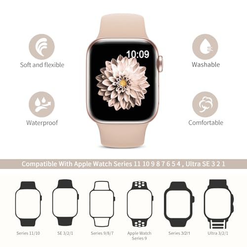 AMSKY 6 Pack Sport Bands Compatible with Apple Watch Band 38mm 40mm 41mm 42mm 44mm 45mm 49mm 46mm,Silicone Waterproof Strap for iWatch Apple Watch Series 11 10 9 Ultra 8 7 6 5 4 3 2 1 SE Women Men - Image 2