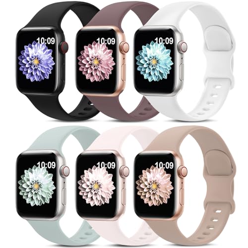 AMSKY 6 Pack Sport Bands Compatible with Apple Watch Band 38mm 40mm 41mm 42mm 44mm 45mm 49mm 46mm,Silicone Waterproof Strap for iWatch Apple Watch Series 11 10 9 Ultra 8 7 6 5 4 3 2 1 SE Women Men - Image 1