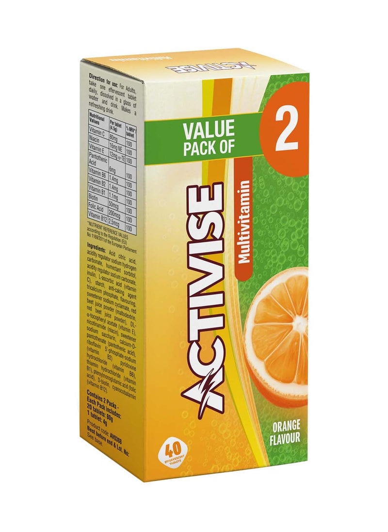 Activise - Multivitamin Effervescent Tablets, Orange Flavour, 40 Tablets - Image 1