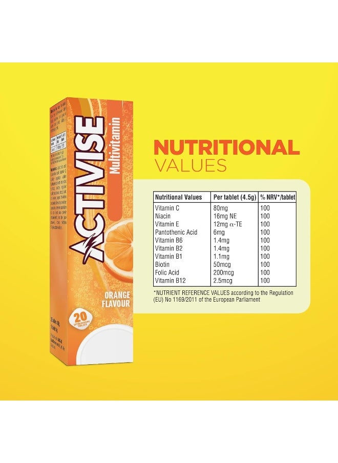 Activise - Multivitamin Effervescent Tablets, Orange Flavour, 40 Tablets - Image 1