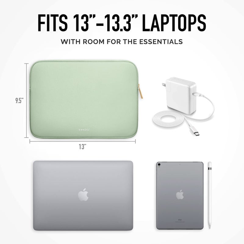 Vandel MacBook Air 13 inch Laptop Sleeve, Fits 13-13.3 inch Laptops: Neoprene MacBook Air & Pro Case, Chromebook, HP Soft Cover | Thin Computer Carrying Bag, Sage Green Mac (M1 & M2) Pouch - Image 4