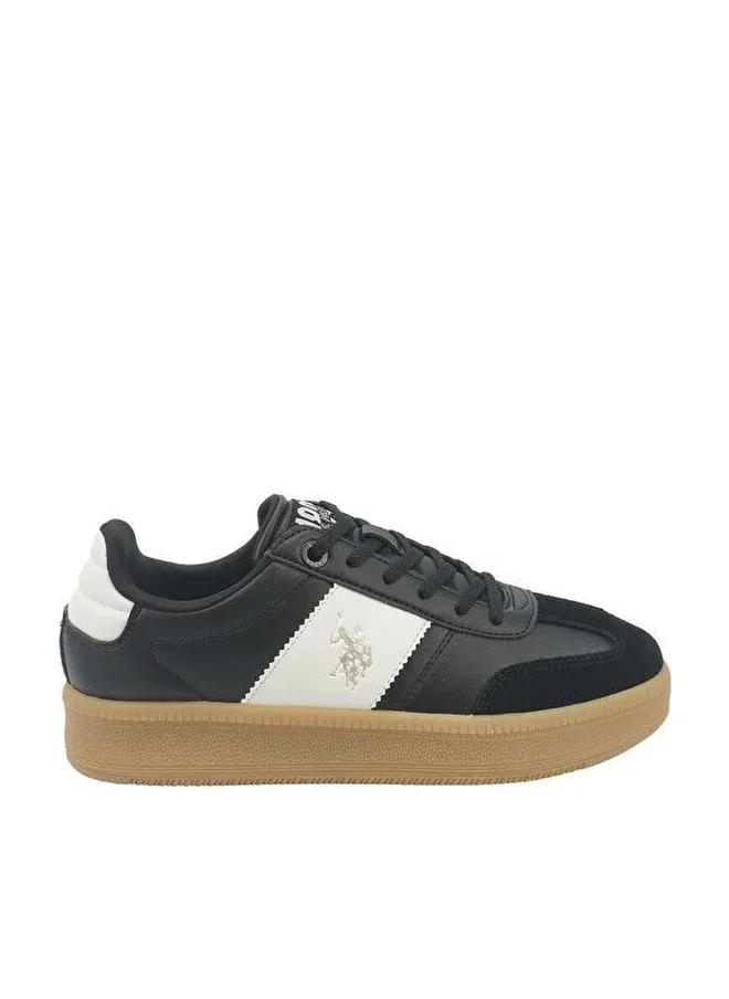 U.S. Polo Assn. SAMIRA GLB 5PR Women’s Black & White Casual Sneakers | Lace-Up Platform Shoes with Gum Sole