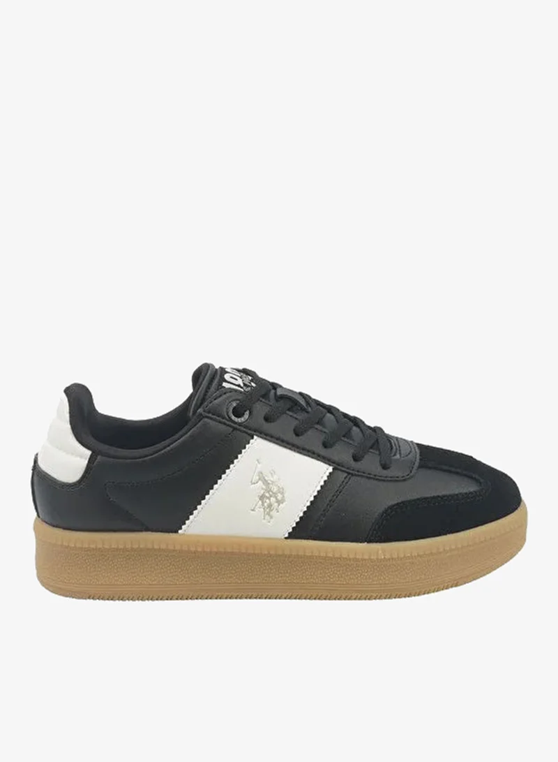 U.S. Polo Assn. U.S. Polo Assn. SAMIRA GLB 5PR Women’s Black & White Casual Sneakers | Lace-Up Platform Shoes with Gum Sole