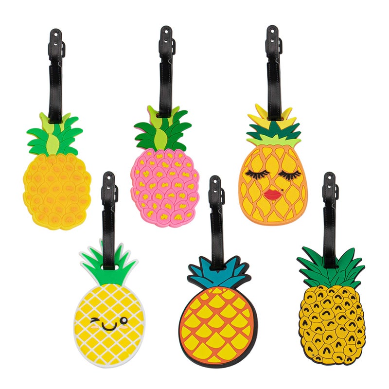 Framendino Framendino 6 Pack Fruit Pineapple Bag Luggage Tags Silicone Travel ID Labels Tag Name Card Holders for Suitcase