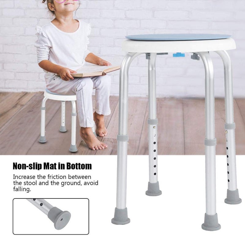 woobles Adjustable Round Bath Shower Stool, Shower Stool, Round Shower & Bath Stool with Rotating Seat - Height Adjustable, Home No-Slip Safety - Image 2