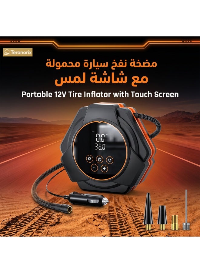 Teranorix Car Air Pump | 12V Portable Touchscreen Digital Display Dual-Cylinder Air Compressor | High Temperature Resistant, Suitable for Cars, Motorcycles, Bicycles, and Balls | Desert Emergency LED Lighting - Image 1