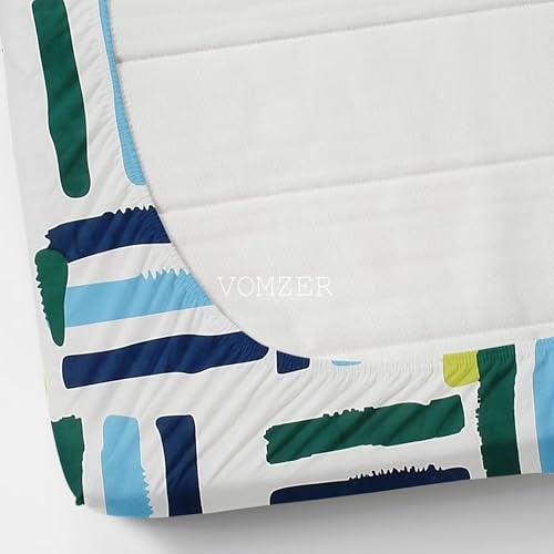 VOMZER 300 TC Cotton Feel All Around Elastic Fitted Queen Size Bedsheets, Supersoft Elastic Fitted Double Bedsheet with 2 Pillow Covers, Size 60x78x8 Inches (Brush N Lines) - Image 4