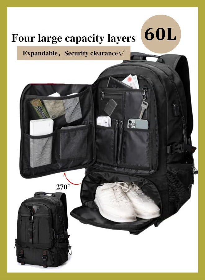 Canway Men Outdoor Sports Mountaineering Bag External Charging Port Independent Shoe Compartment Large Capacity Scientific Compartmentalized Backpack Short Distance Luggage Bag - Image 1