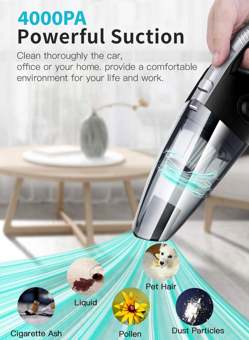 R.VIHAN Portable Mini Handheld Vacuum Cordless Portable Lightweight Wet Dry Vacuum Cleaner for Car Home Pet Hair with Filter 2000mAh Lithium Battery 120W 4000PA  - Image 3