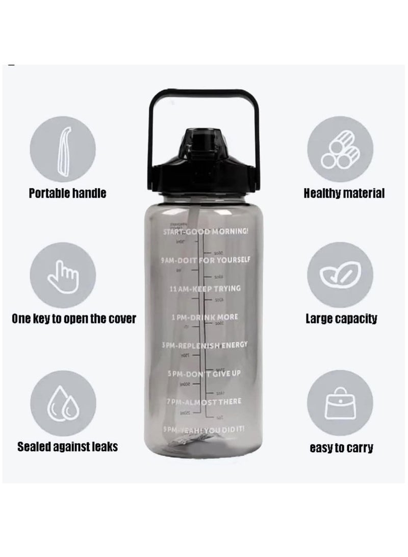 Arabest Water Bottle, 2000 ml Large Sports Water Cup with Removable Straw and Time Marking, Fitness Kettle for Running, Yoga, Camping - Image 5
