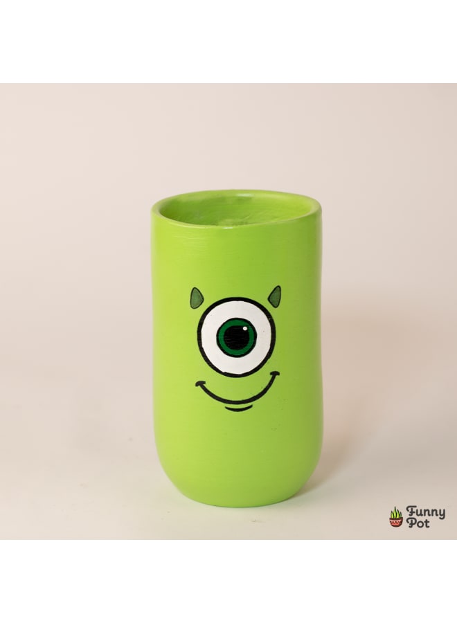 Handmade pottery empty pot - green - 12*10 cm