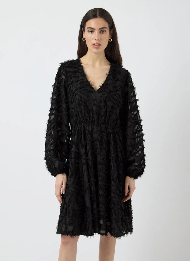 Lace Detail Puff Sleeve Mini Dress