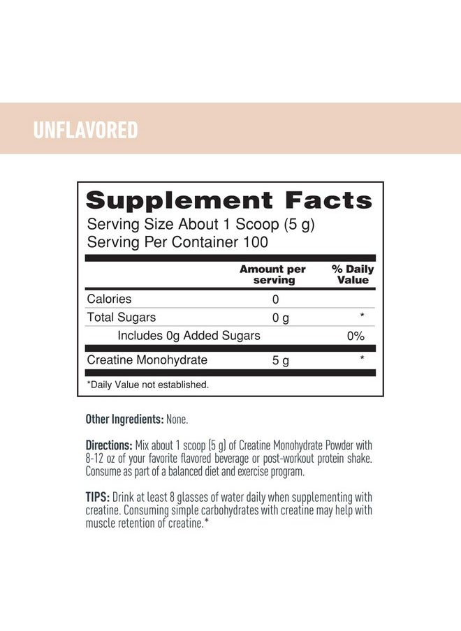 Isopure - Isopure Unflavored Creatine Monohydrate Powder, Zero Added Ingredients, Creatine for Women and Men, 5g Creatine Monohydrate per scoop, 100 Servings, 500g - Image 1