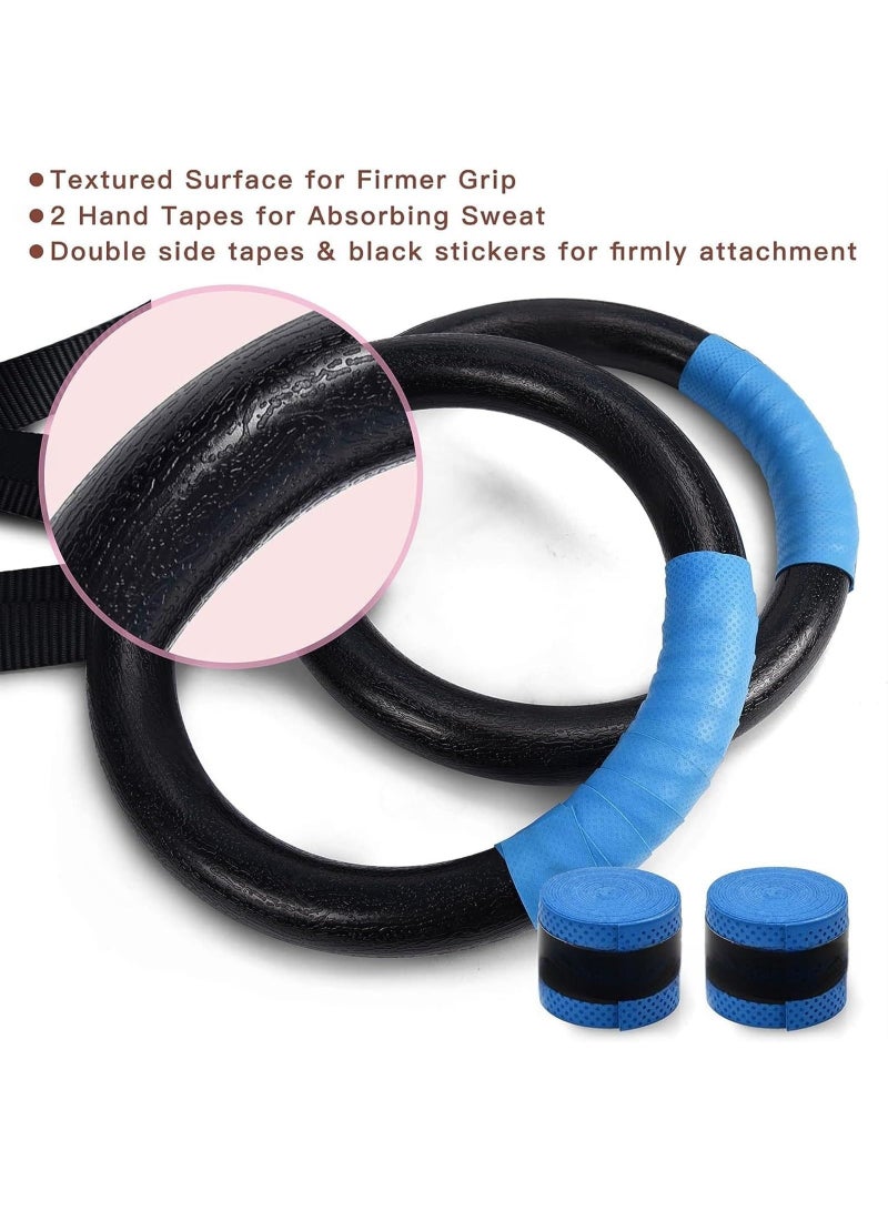 Generic Gymnastic Rings  Buckle Straps Pull Up Exercise Rings Non-Slip Rings for Home Gym Full Body Workout(BLUE) - Image 1