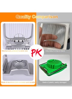 Generic Egg Slicer for Boiled Eggs Egg Cutter Strawberry Slicer Heavy Duty Aluminum Tomato Slicer Stainless Steel Wire Multipurpose Egg Slicer Dicer for Soft Fruits Mushrooms Home Use (Silver)  - Image 4