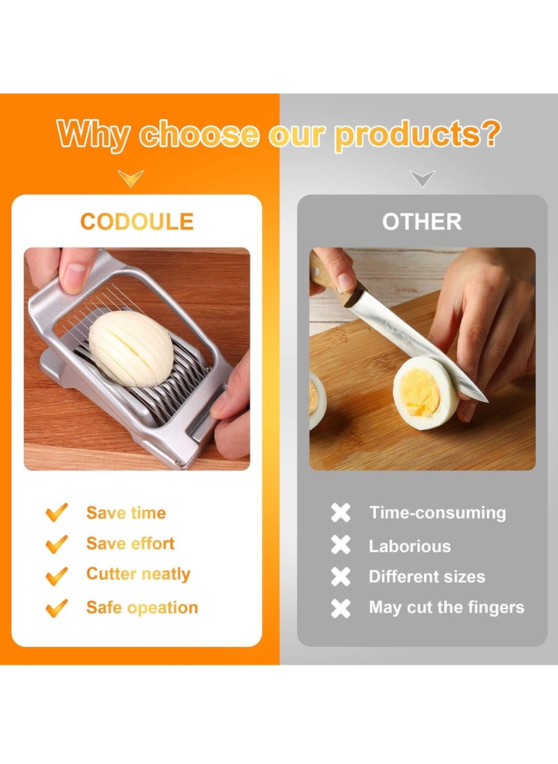 Generic - Egg Slicer for Boiled Eggs Egg Cutter Strawberry Slicer Heavy Duty Aluminum Tomato Slicer Stainless Steel Wire Multipurpose Egg Slicer Dicer for Soft Fruits Mushrooms Home Use (Silver) - Image 1