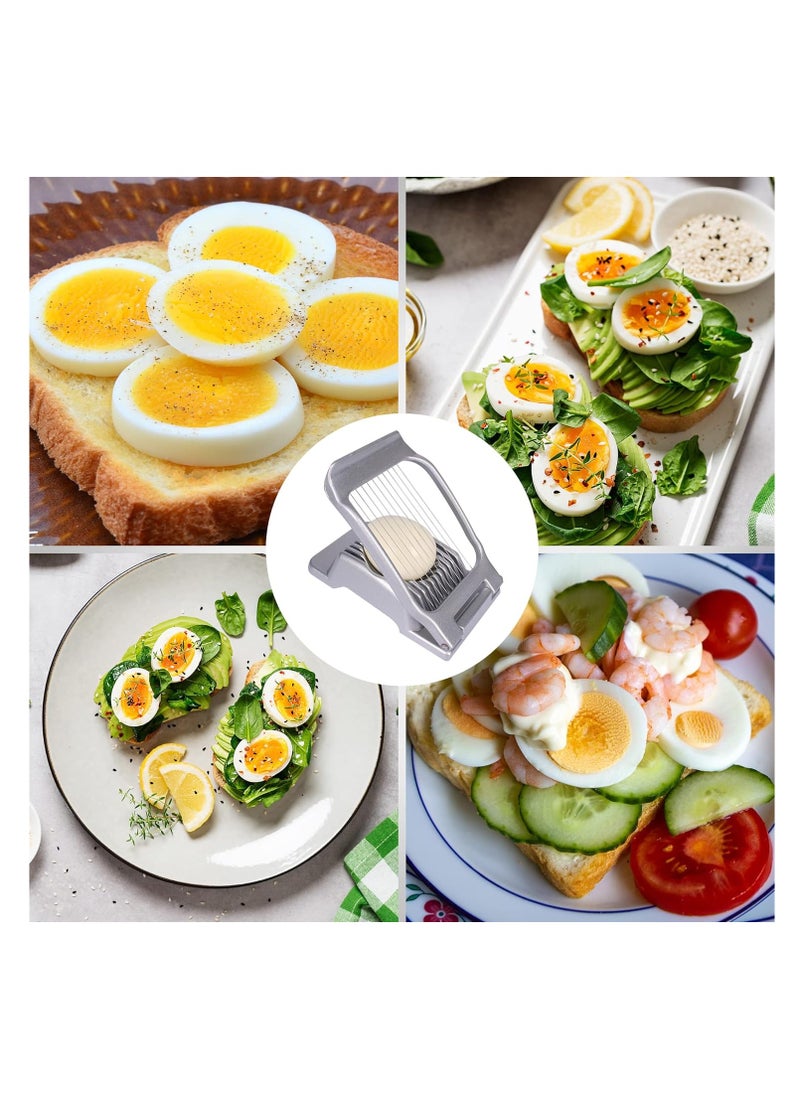 Generic - Egg Slicer for Boiled Eggs Egg Cutter Strawberry Slicer Heavy Duty Aluminum Tomato Slicer Stainless Steel Wire Multipurpose Egg Slicer Dicer for Soft Fruits Mushrooms Home Use (Silver) - Image 1
