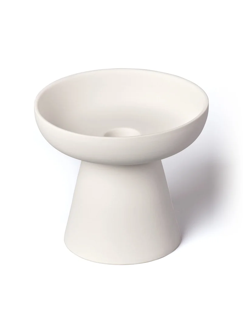 Aery Living Aery Living Medium Porcini Pillar and Taper White Matte Ceramic Candle Holder