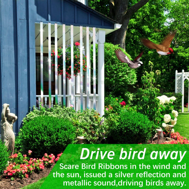 Benasan [492FT] Effective Birds Scare Ribbon, Reflective Flash Reflectors to Keep Pigeons, Hawks, Woodpeckers, Geeses Away from Trees Plants Crops - Image 5
