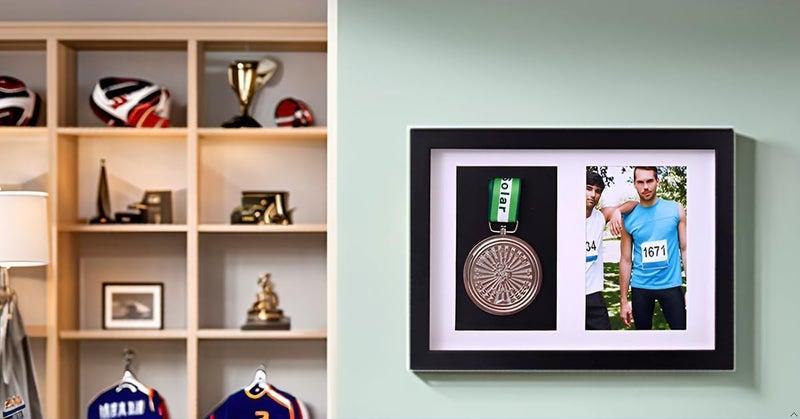 ELECDON Wooden Medal Display Frame, Frame to Display Medals, Sports Medal 3D Box Photo Frames, Picture Framing Direct 3d Deep Box Frame for Sports Medal Display - Image 5