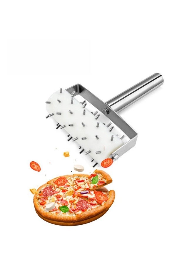 عام **دولاب عجن البيتزا وآلة شق خبز الباغيت - أداة خبز مزدوجة الاستخدام للبيتزا والخبز، تمنع الفقاعات وتثقب العجين بالتساوي** - Image 1