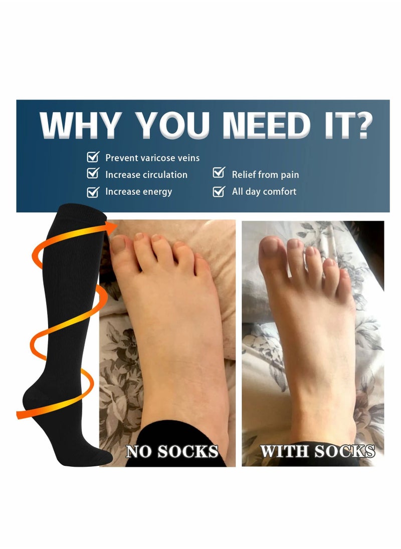 Excefore Compression Socks, 4 Pairs for Women and Men, 20-30 mmHg is Best for Athletic, Travel, Running, Fitness, Reduce Calf Pain Faster Recovery L/XL  - Image 2