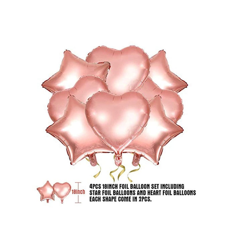 SOLARAE Birthday Balloon Set Rose Gold Birthday Party Decorations Kit Birthday Party Supplies with Banners, Confetti Balloons, Heart Foil Balloons,Star Balloons great for Men Women Birthday Party - Image 3