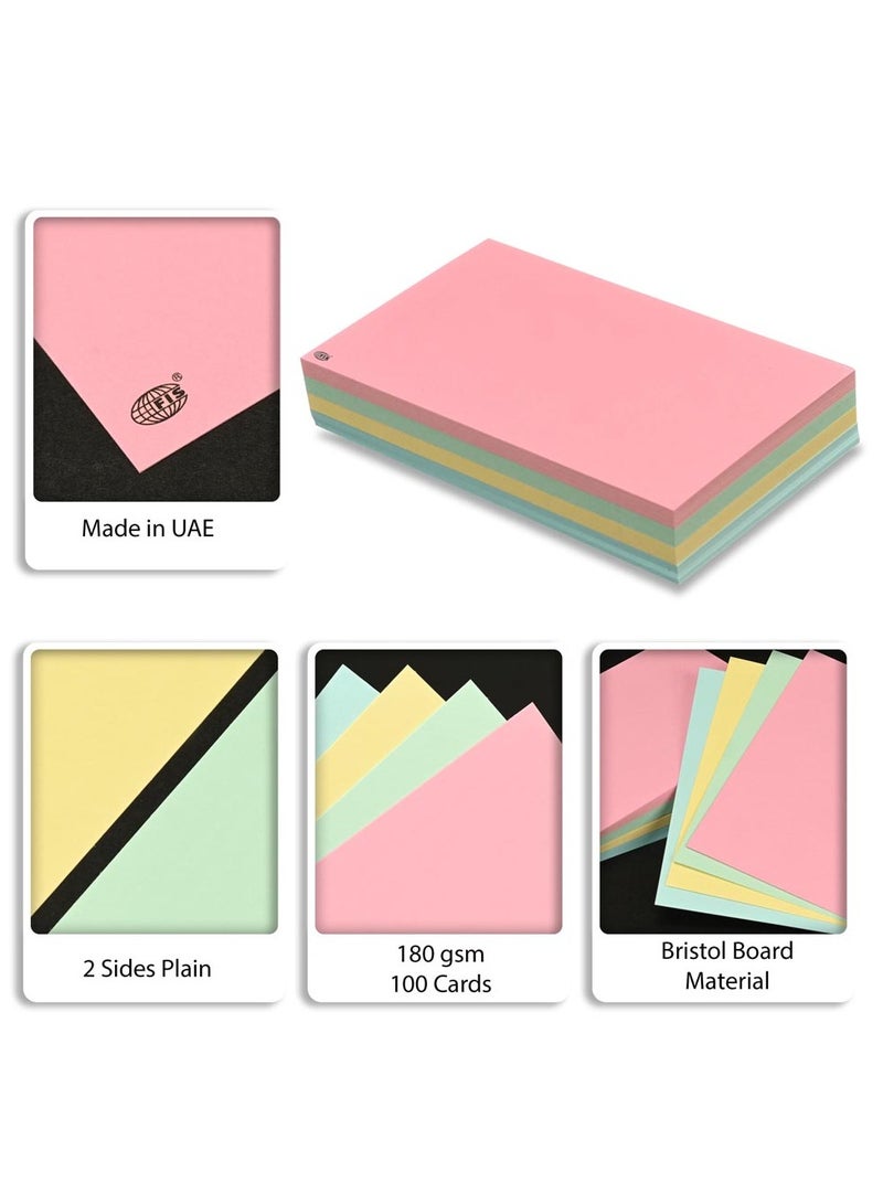FIS® Record Cards or Index Cards, Size:5"x3" Inches (127x76mm), Two Sides Plain No Ruled, 180gsm, 100 Sheets Per Packet, 4 Assorted Colors,Packet of 3 Pieces-FSIC53-180PASST-3 - Image 5