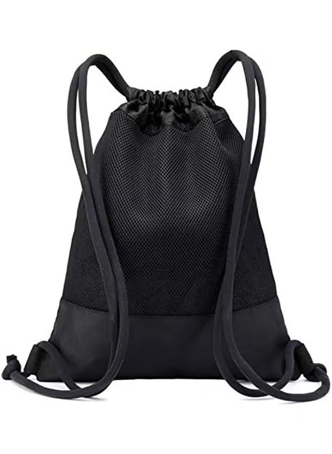 HOMESTAR Drawstring Basketball Backpack, Sports Canvas Bag, Waterproof Oxford Fabric Drawstring Bag, Swimming Bag, Soccer Bag, Black - Image 3