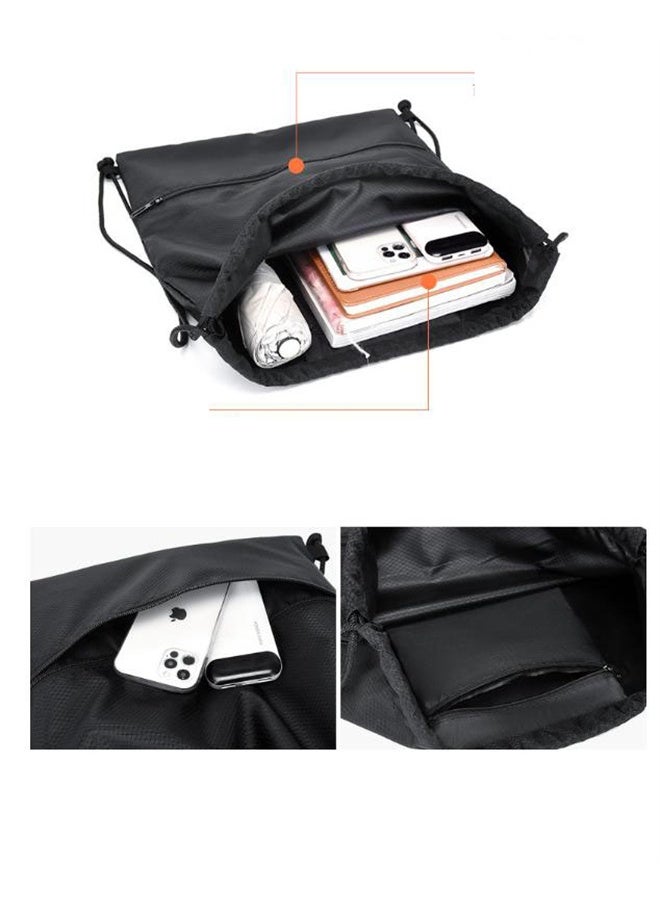 HOMESTAR Drawstring Basketball Backpack, Sports Canvas Bag, Waterproof Oxford Fabric Drawstring Bag, Swimming Bag, Soccer Bag, Black - Image 5