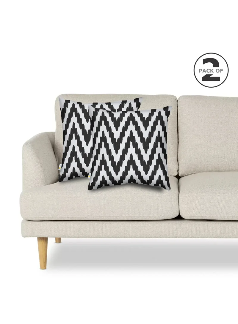 Donetella 2 Piece Embroidered Cushion Cover (45X45 Cm) Without Filler Black/White