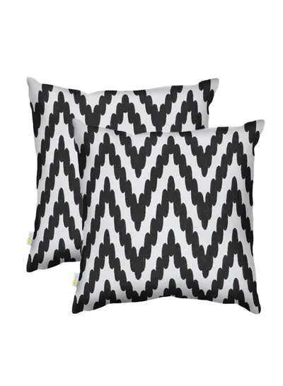 Donetella 2 Piece Embroidered Cushion Cover (45X45 Cm) Without Filler Black/White
