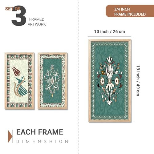 walllane Painting for Home Decoration |Traditional Indian Art Pichwai Wall Décor Paintings | Traditional Indian Art Pichwai Wall Décor Paintings Set of 3 (10x19 inch, D) - Image 2