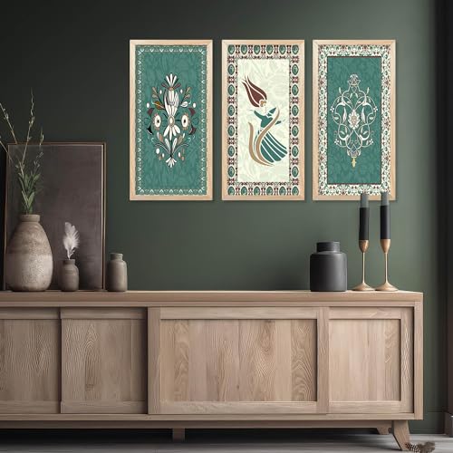 walllane Painting for Home Decoration |Traditional Indian Art Pichwai Wall Décor Paintings | Traditional Indian Art Pichwai Wall Décor Paintings Set of 3 (10x19 inch, D) - Image 4
