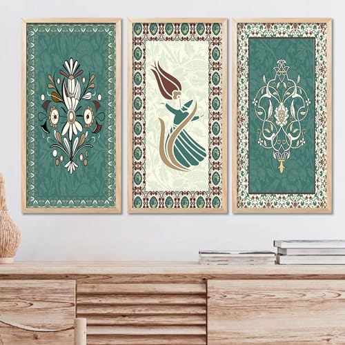 walllane Painting for Home Decoration |Traditional Indian Art Pichwai Wall Décor Paintings | Traditional Indian Art Pichwai Wall Décor Paintings Set of 3 (10x19 inch, D) - Image 1