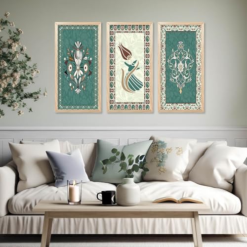 walllane Painting for Home Decoration |Traditional Indian Art Pichwai Wall Décor Paintings | Traditional Indian Art Pichwai Wall Décor Paintings Set of 3 (10x19 inch, D) - Image 3
