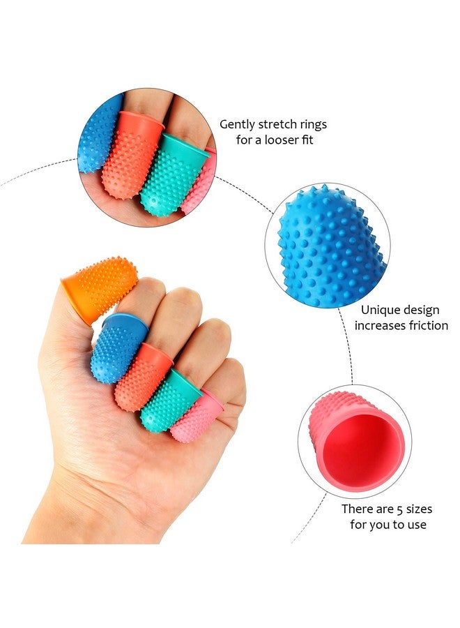 Satinior SATINIOR 20 Pieces Rubber Fingers Tip Fingers Covers Rubbe Finger Money Counting Collating Writing Sorting Protectors Hot Glue Wax Rosin Resin Collating Writing Task Scrap (5 Colors,Xs S M L XL)  - Image 3