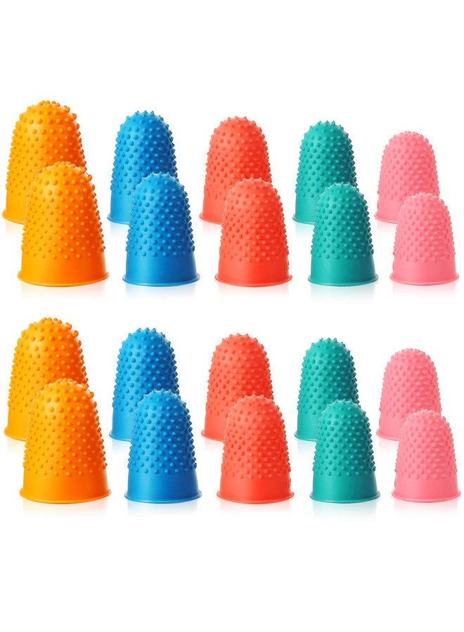 Satinior SATINIOR 20 Pieces Rubber Fingers Tip Fingers Covers Rubbe Finger Money Counting Collating Writing Sorting Protectors Hot Glue Wax Rosin Resin Collating Writing Task Scrap (5 Colors,Xs S M L XL)  - Image 1