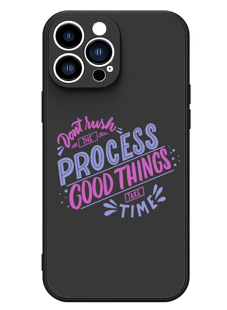 Theodor Protective Slim Fit Case Liquid Silicone Cover with Full Body Protection Anti-Scratch Shockproof Case For iPhone 12 Pro Max Black  - Dont rush the Process good things take time  - Image 1