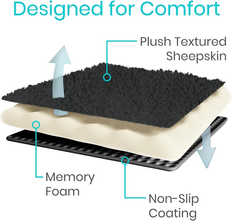Vive Mobility Knee Scooter Pad Cover - Soft Plush Adult Sheepskin Memory Foam Cushion, Walker Accessory for Knee Roller, Padded Accessories Leg Cart Improves Comfort with Injury, Universal Fit (Black) - Image 3
