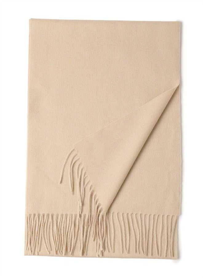 Loquat Solid Color Soft And Comfortable Wool Scarf  - Image 3