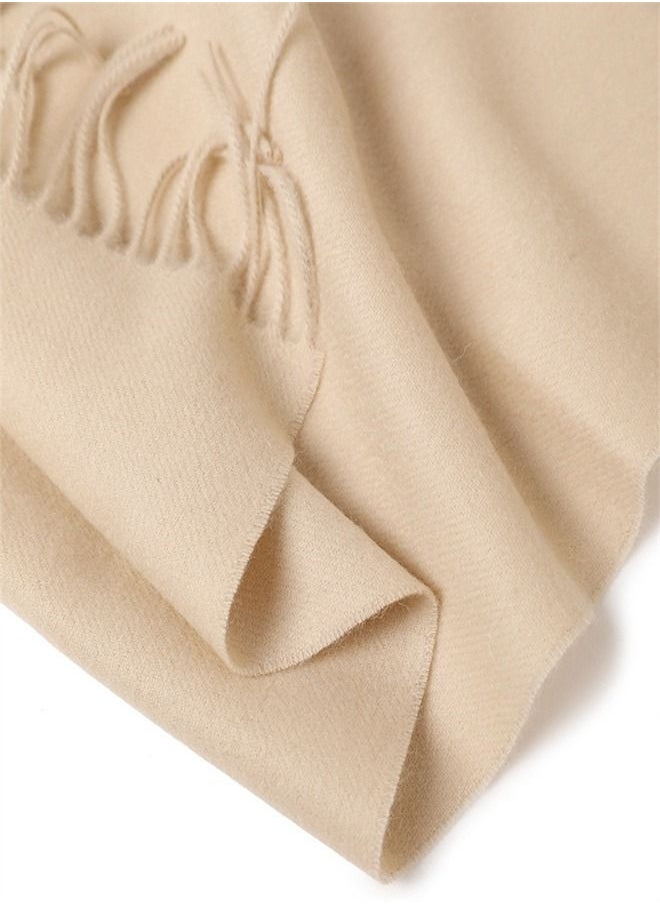 Loquat Solid Color Soft And Comfortable Wool Scarf  - Image 2